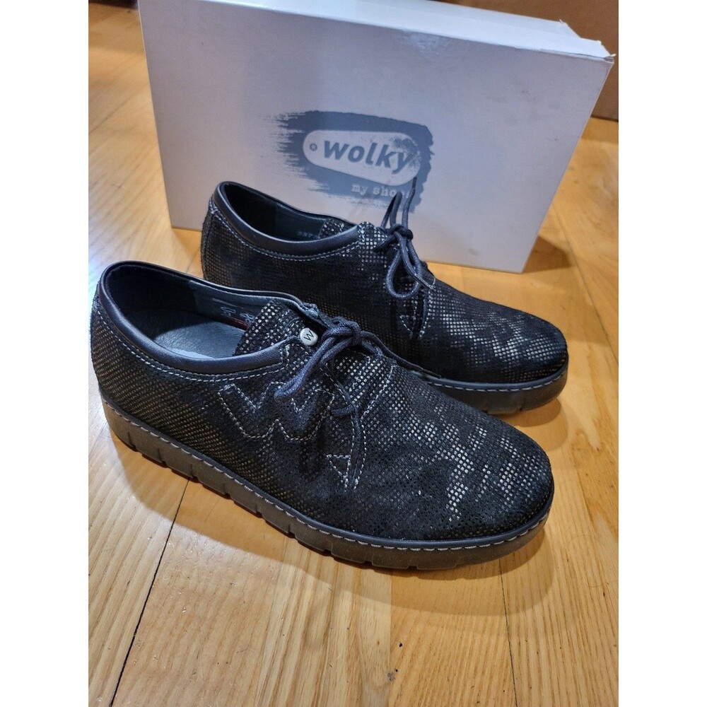 Wolky Timba Womens Sneaker EU 37 US 7 Anthracite Suede Comfort Walking Lace Up